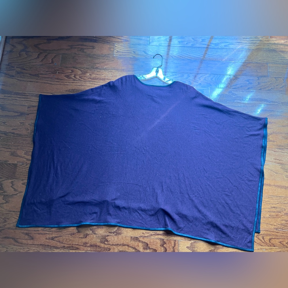 Plum Wool-Blend Wrap with Black Trim